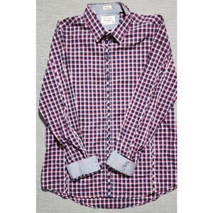 Seven Diamonds Men’s XXL Plaid Button Down Shirt Red Blue